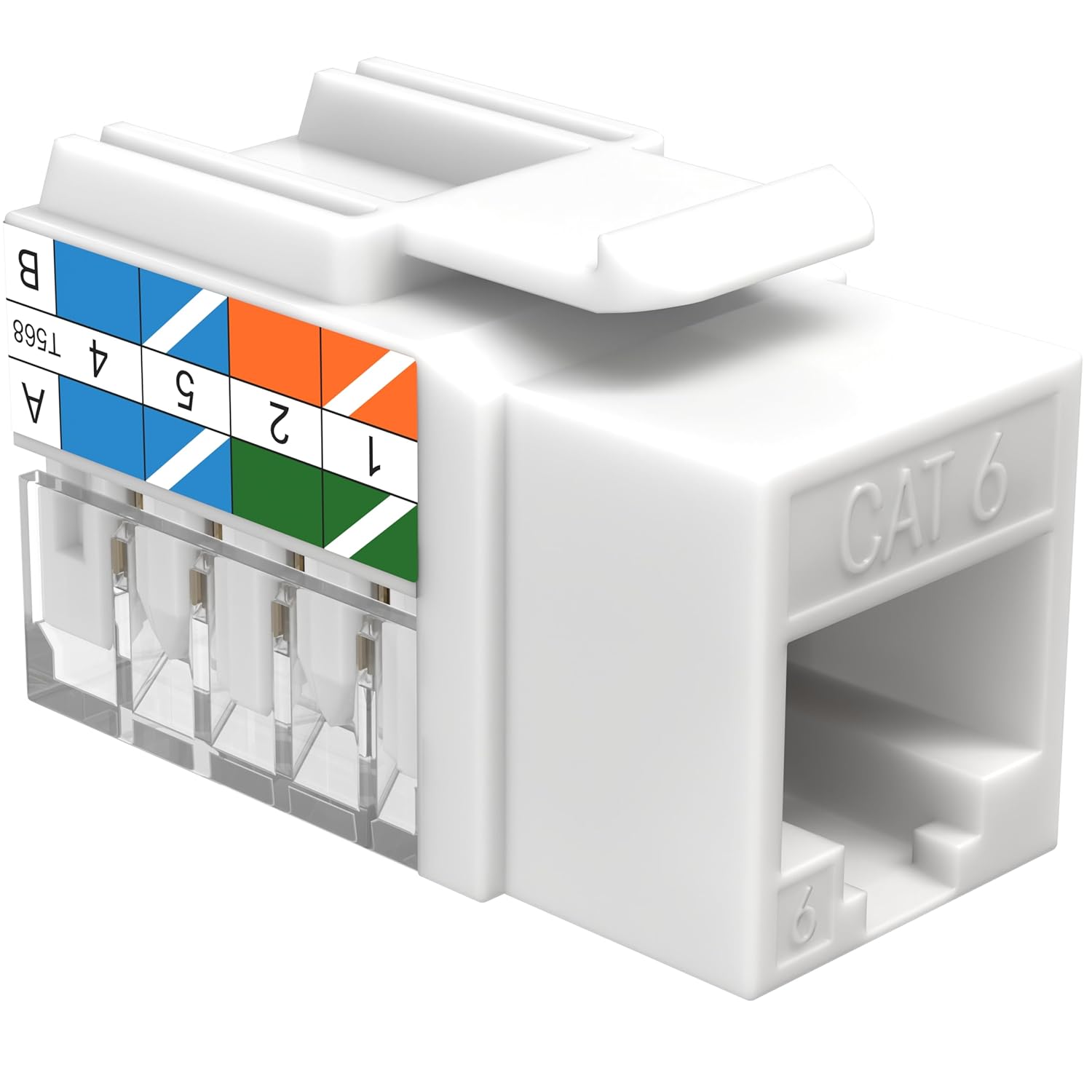 SATMAXIMUM 10 Pack Cat6 Keystone Ethernet Wall Jacks RJ45 Punch Down Slim Profile UTP White, 45 Degree for Patch Panel & Wall Plate, Supports Up to 10Gbps - Image 6