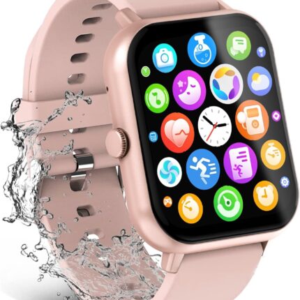 Smart Watch for Men Women Compatible with IOS Android Phone, 1.83" Full Touchscreen IP68 Waterproof Smart Watches,Fitness Tracker with Make/Recive Call 123+ Sport Modes Heart Rate/Sleep Monitor,Pink