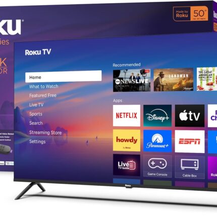 Roku Smart TV 2025 – 50-Inch Select Series, 4K HDR TV – RokuTV with Enhanced Voice Remote – Flat Screen LED Television with Wi-Fi for Streaming Live Local News, Sports, Family Entertainment