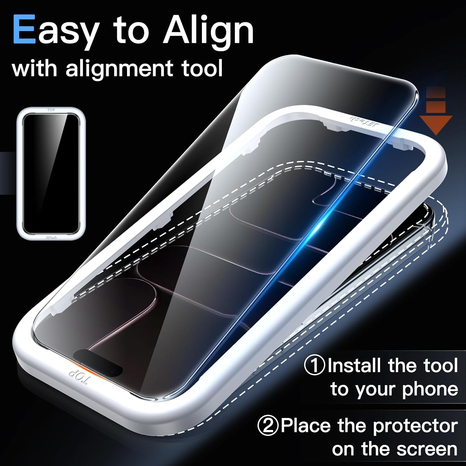 JETech Screen Protector for iPhone Air, Tempered Glass Film with Easy Installation Tool, 9H Hardness, Case-Friendly, 6.5-Inch Display, 3-Pack - Image 4
