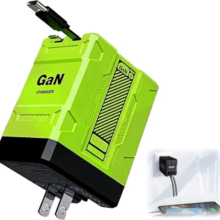 Upgraded 2 in 1 Fast Charger 120w, 2025 New Retractable Scalable Super Fast Charger Module, Foldable Charging Adapter Wall Plug for All Smartphones (Green)