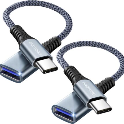 USB C to USB 3.0 OTG Adapter, 2 Pack USB C Male to USB 3.0 Female OTG Cable Thunderbolt3 On The Go for Samsung Galaxy S20 S20+ Ultra S8 S9, MacBook Pro/Air