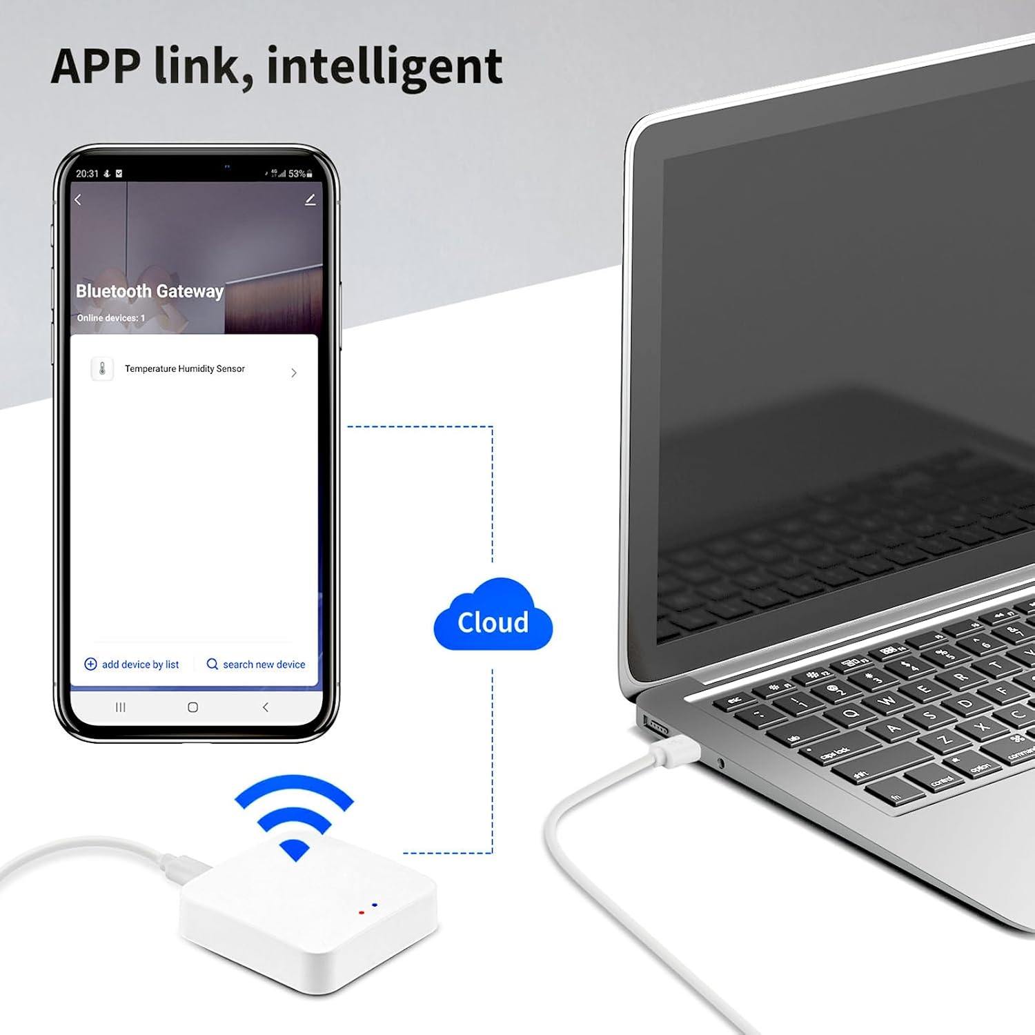 Smart Gateway, Tuya App Remote Control, Smart Home Bridge Hub, Support Smart Key Box and Door Lock for Remote Unlocking (White) - Image 8
