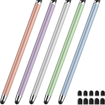 Stylus Pen for Touchscreen,5 PCS Stylus,2-in-1 Stylus Pen for iPad, High Sensitivity Precision Suitable for Touch Screens of iPhone/ipad/Android Tablet(Silver/Blue/Rose Gold/Purple/Light Green)
