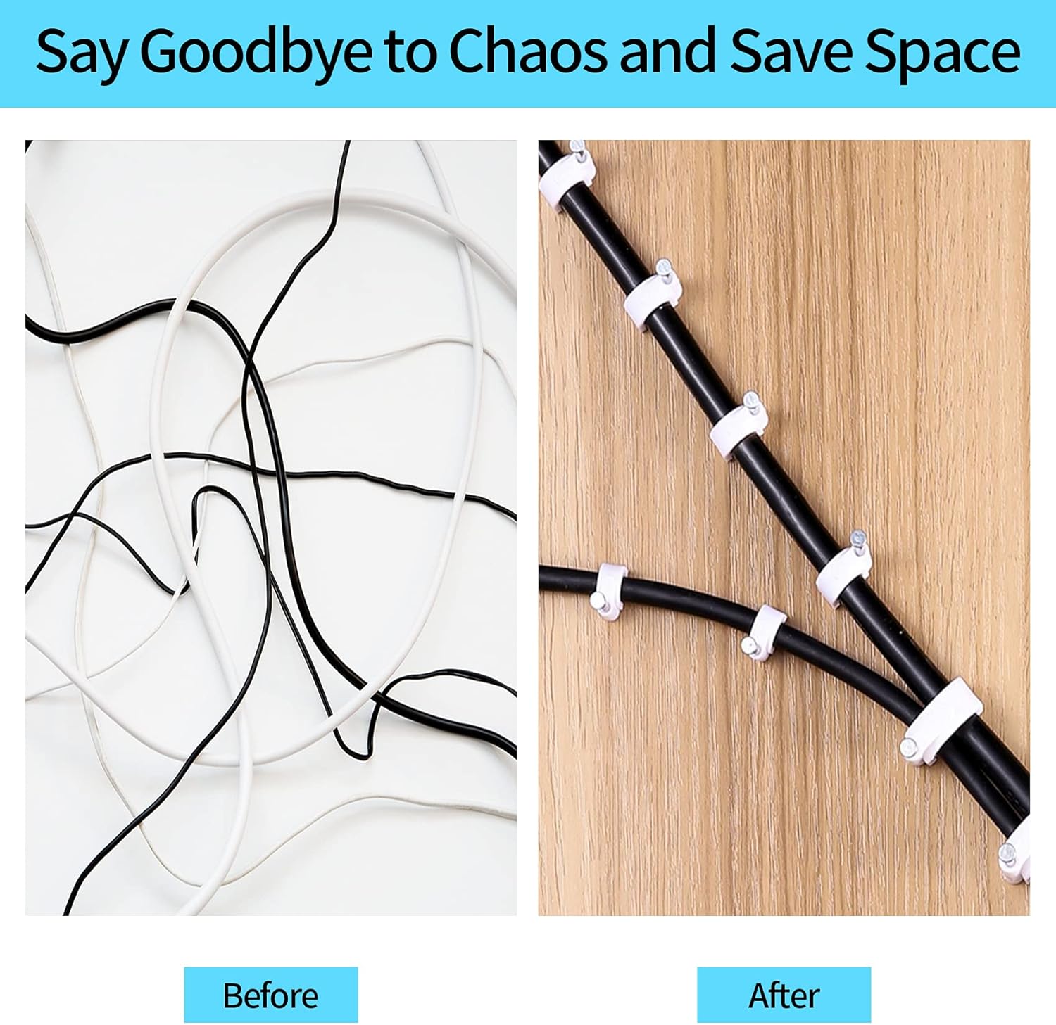 Cable Clips, 400 Pcs, 4mm 6mm 8mm 10mm, Wire Wall Clips with Steel Nails, Ethernet Cable Clips, Cable Tacks Coax Cable Clips, RG6 RG59 CAT6 RJ45 Cable Cord Clips, White… - Image 3