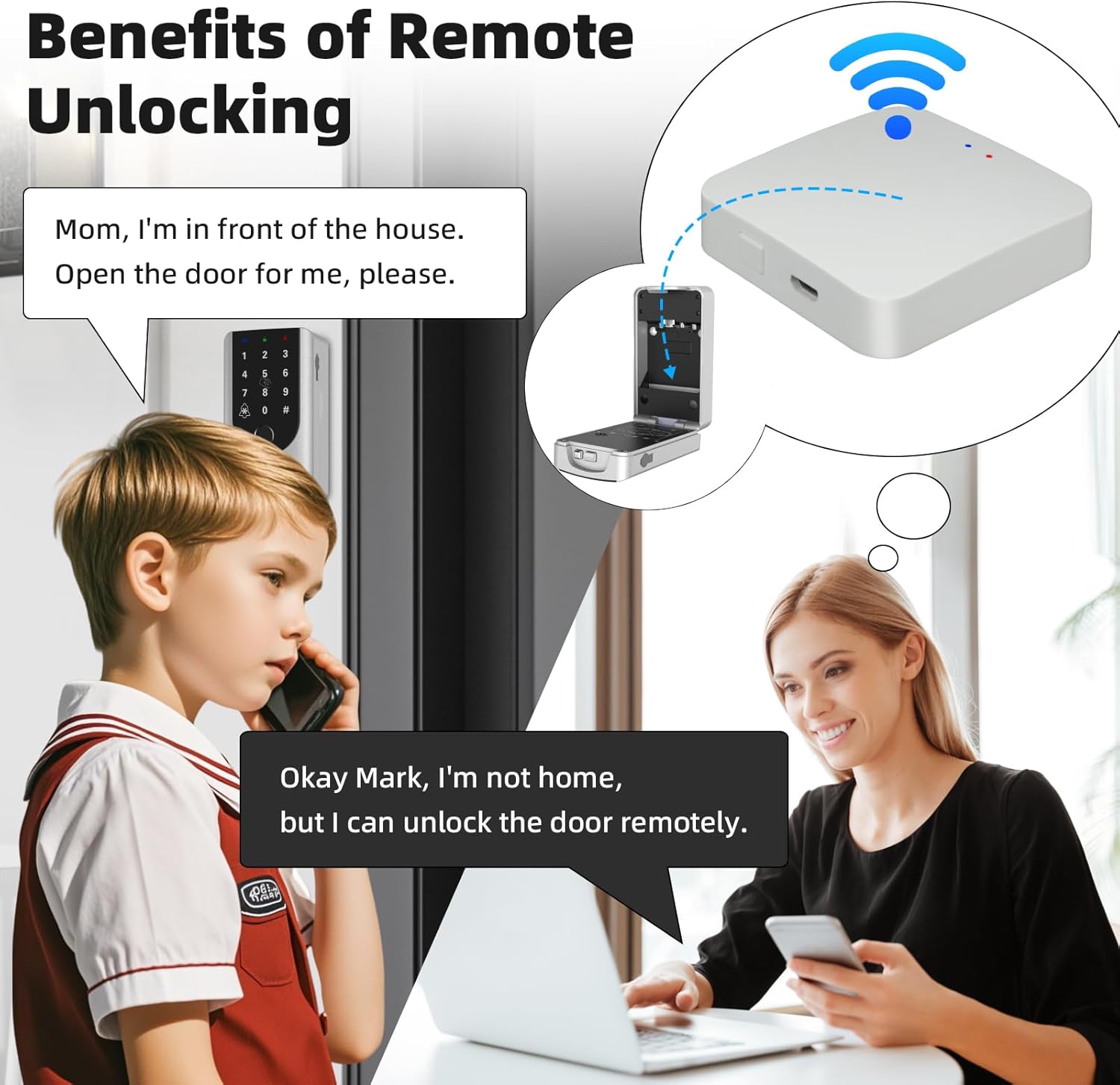 Smart Gateway, Tuya App Remote Control, Smart Home Bridge Hub, Support Smart Key Box and Door Lock for Remote Unlocking (White) - Image 2