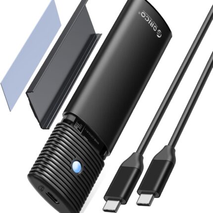 ORICO M.2 NVMe SATA SSD Enclosure Adapter Tool-Free, USB C 3.2 Gen 2 10Gbps NVMe, 5Gbps NGFF SATA PCIe M-Key(B+M Key) 2230/2242/2260/2280, Aluminum External M2 Reader Support UASP Trim- PWDM2-BK