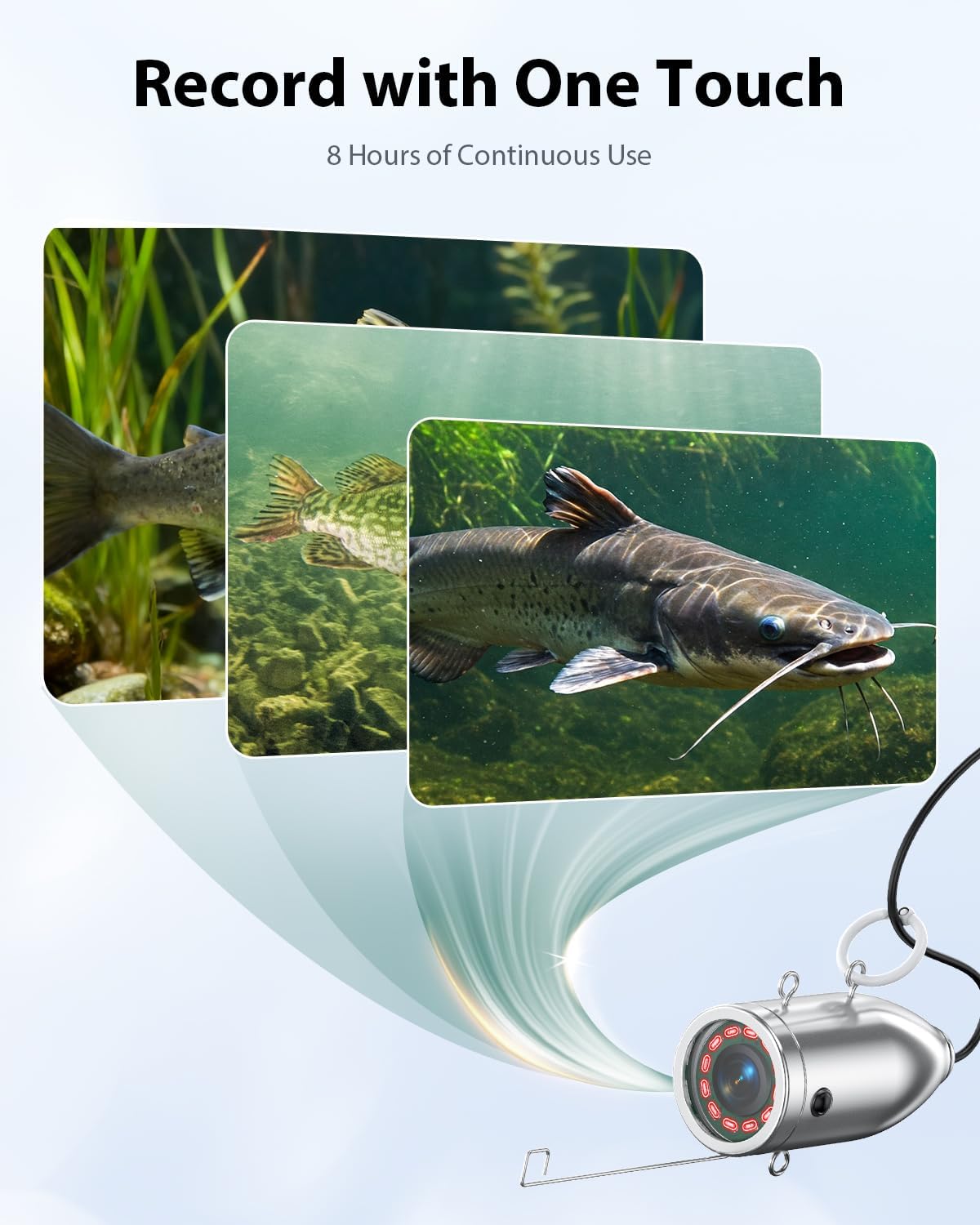 Eyoyo Underwater Fishing Camera Portable Video Fish Finder 9 inch LCD Monitor 1000TVL Waterproof Camera Underwater DVR Video Fish Cam 30m Cable 12pcs IR Infrared Lights for Ice, Boat and Lake Fishing - Image 5