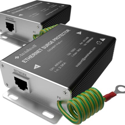 Ethernet Surge Protector Gigabit, 5 Pack 20KA PoE++ Network Protection, RJ45 Surge Protector-Lightning Arrestor CAT5/CAT6 Thunder Arrestor-Mounting Flange, Unique Design