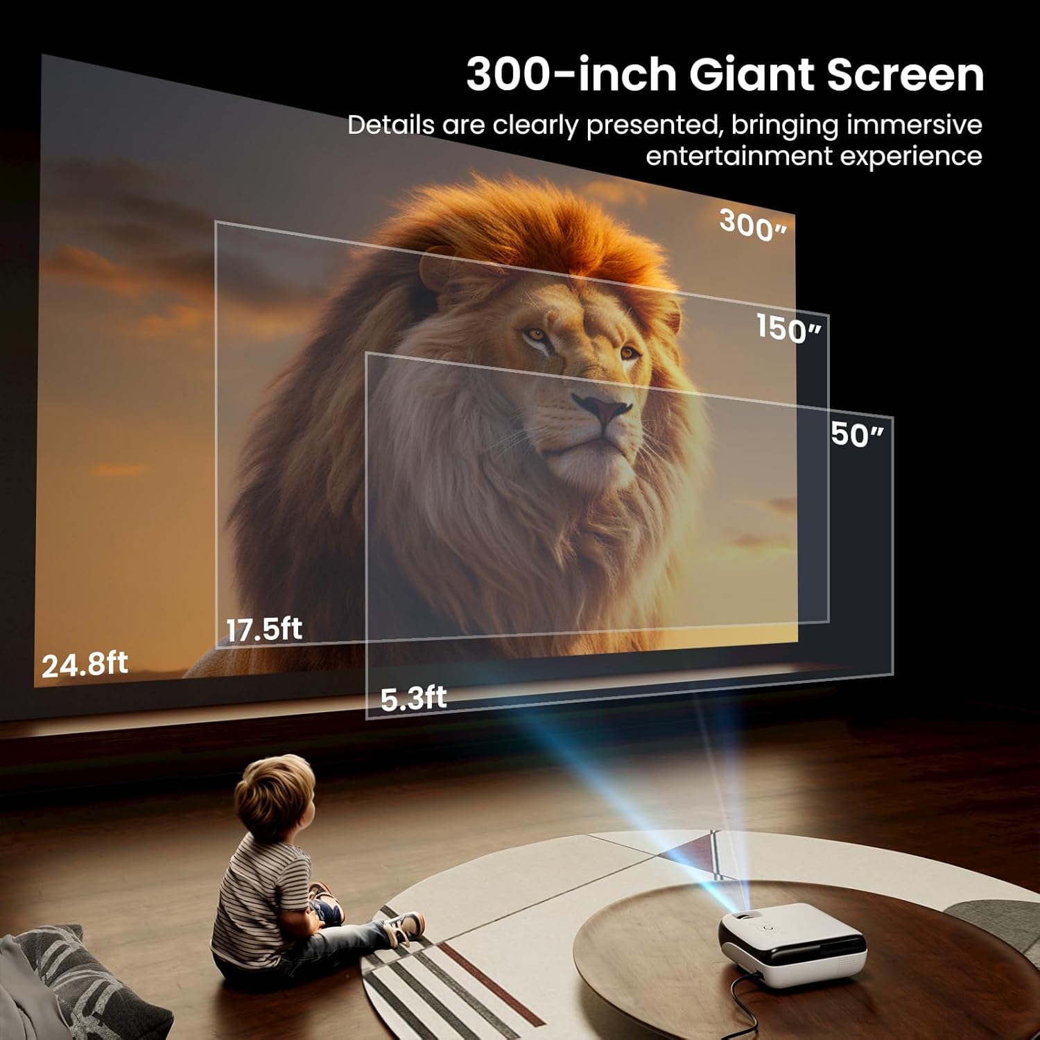 Official Licensed Google TV Smart Projector, HAPPRUN 4K UHD Home Theater with Dolby Sound, Wi-Fi & Bluetooth, Built-in Streaming Apps, Compatible with Games Consoles & Smartphone, Indoor & Outdoor Use - Image 8