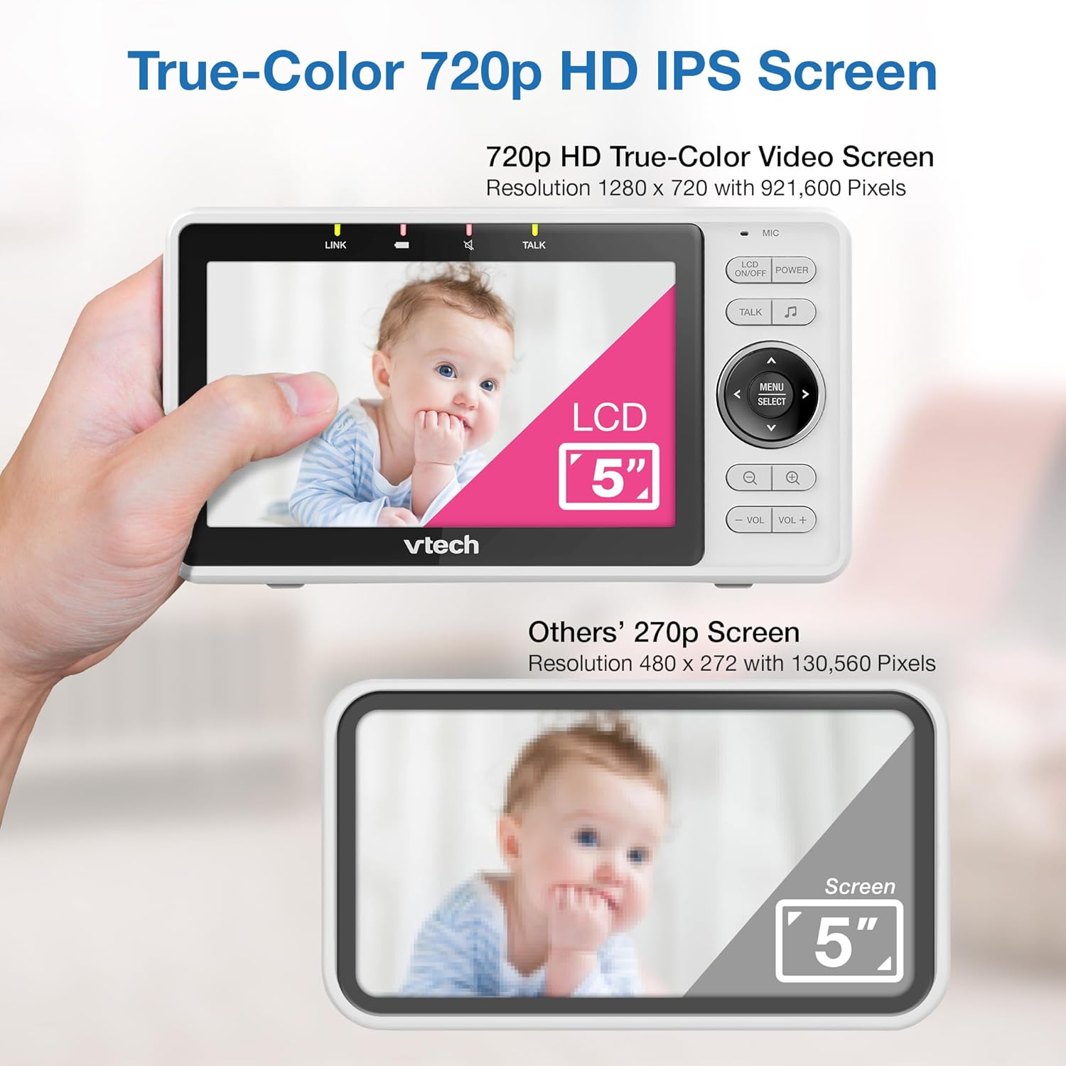 VTech VM901 Smart WiFi Baby Monitor with 1080p FHD Camera and 5" HD IPS Display, Free App, Remote Pan Tilt Zoom, Night Vision, Motion Detection Alerts - Image 5