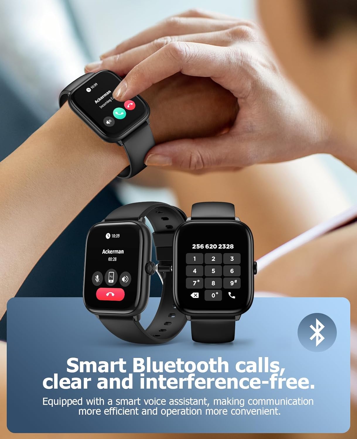 Smart Watch for Men with Bluetooth Call, 2.06" AMOLED Fitness Tracker with 118 Sports Modes, Blood Pressure/Heart Rate/Sleep/Blood Oxygen Monitor, IP68 Waterproof, Compatible with Android and iPhone - Image 3
