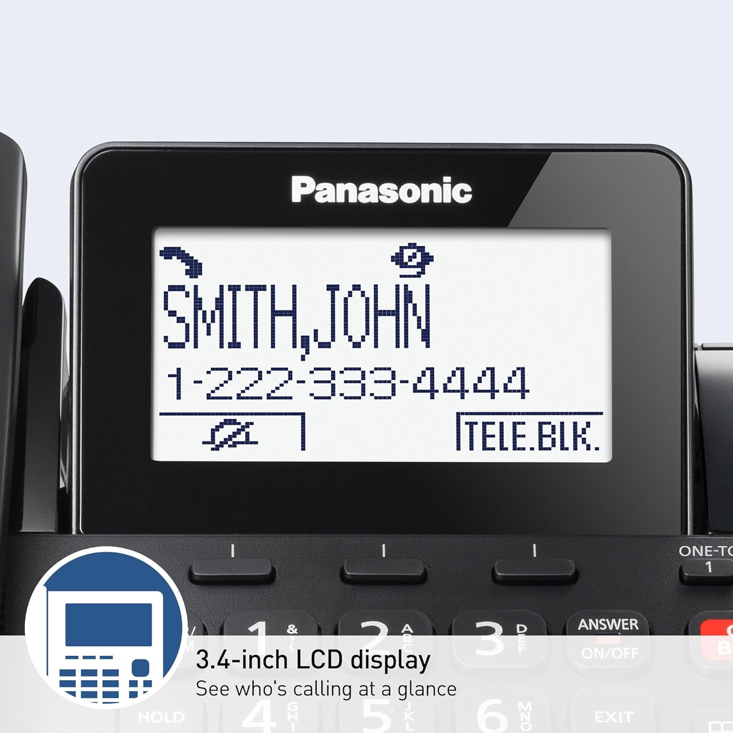 Panasonic Corded Phone/Cordless Phone with Answering Machine, Advanced Call Block and 2-Way Recording, 2 Handsets Expandable up to 6 Cordless Handsets - KX-TGF852B (Black) - Image 6