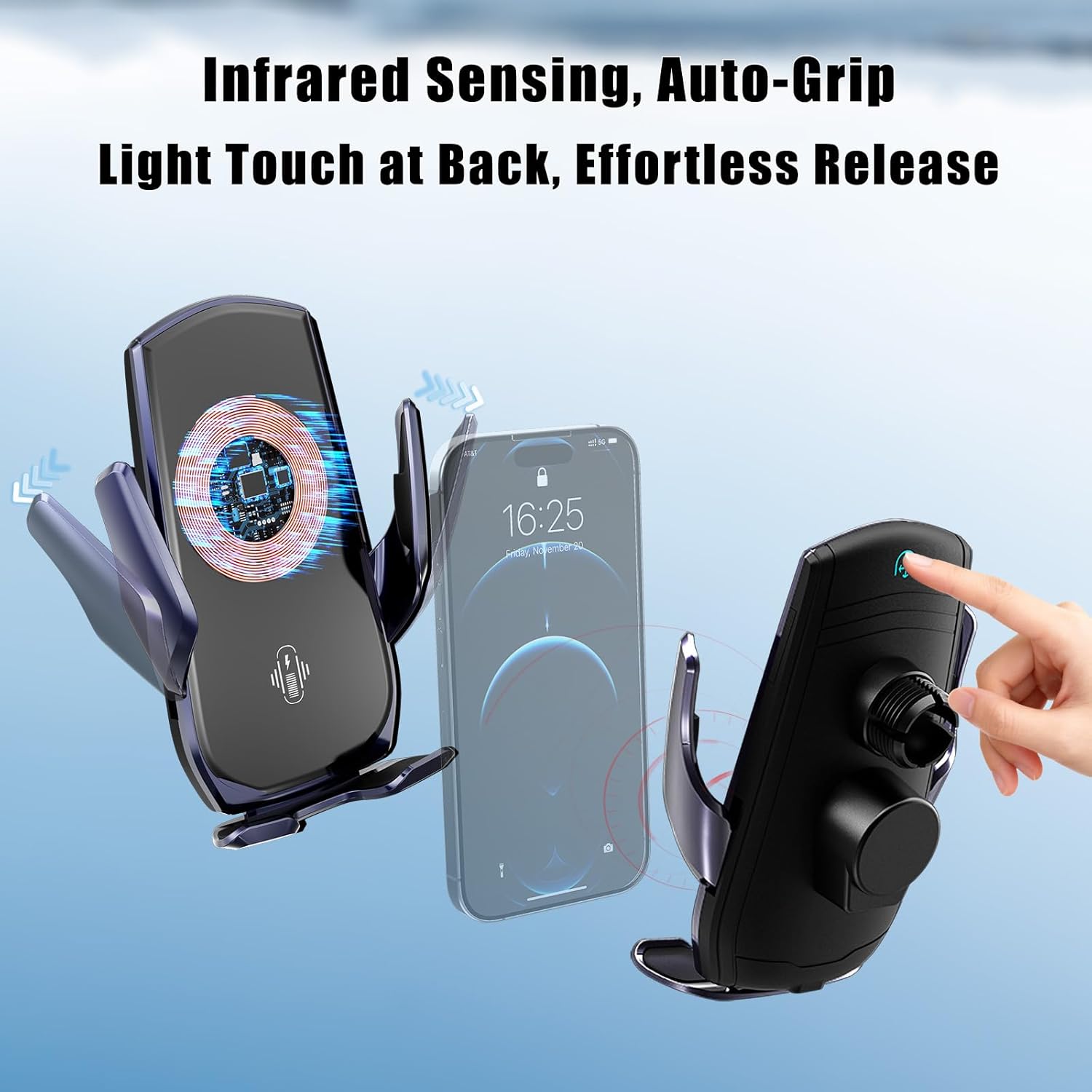 Car Phone Mount for Toyota RAV4 2013–2019, 15W Wireless Fast Charging Auto-Clamping Center Console Phone Holder, One-Hand Operation, Hands-Free, 360° Adjustable, Without Blocking Airflow - Image 7