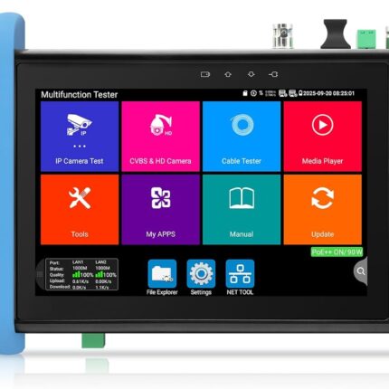 Rsrteng CCTV Tester,IPC-9800CADHS Pro 8K 32MP 4K 12MP IP Camera Test with POE++ Max 90W, 8MP CVI TVI AHD SDI CVBS Coaxial Camera Test 7”Touch Screen Support 1CH SFP HD VGA TDR WiFi RS485 IPC Tester