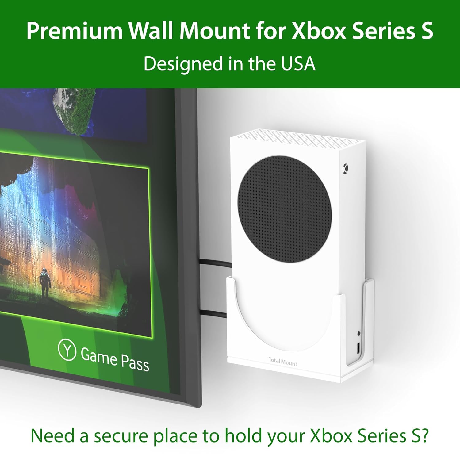 TotalMount – Wall Mount for Xbox Series S – Holds Xbox Series S on a Wall by Your TV (White Mount) - Image 2