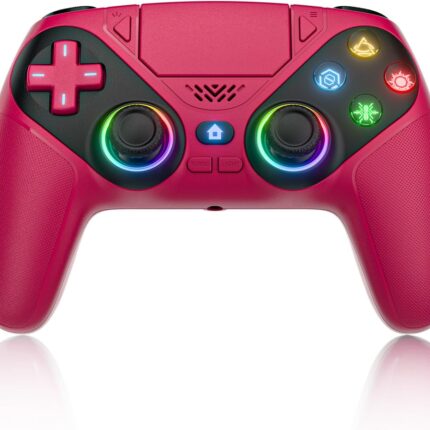 Wireless Controller with Turbo & Back Buttons, 6-Axis Motion Sensor, RGB LED Lights, 3.5mm Audio Jack, Compatible with PS5/Windows 10/11 PC - High Precision & Low Latency