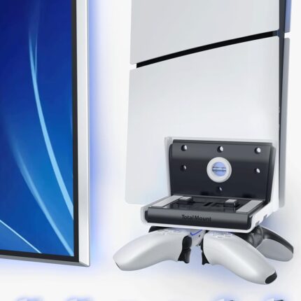TotalMount Wall Mount for All PS5 Models – Bonus: Holds Two Controllers (Compatible with All PS5 Models Including Slim, Pro, and Original)