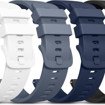 Vanjua 22mm Watch Bands Quick Release Replacement Wristband, 4 Pack Soft Silicone Waterproof Sport Straps Band for Men Women