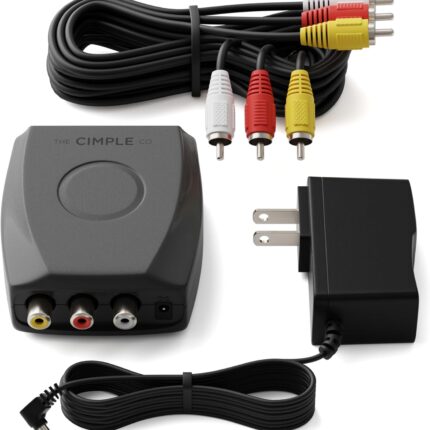 THE CIMPLE CO - RF Modulator, RCA Composite to RF Coaxial Adapter, Converts Standard Definition Signals to Coax, Watch DVD, VHS, Game Consoles on TV, Includes A/V Cable, Does Not Work in Reverse