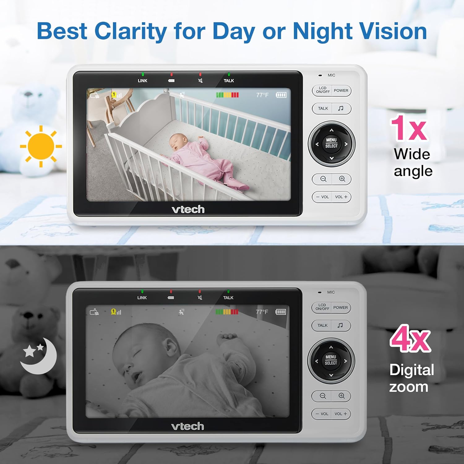 VTech VM901 Smart WiFi Baby Monitor with 1080p FHD Camera and 5" HD IPS Display, Free App, Remote Pan Tilt Zoom, Night Vision, Motion Detection Alerts - Image 6