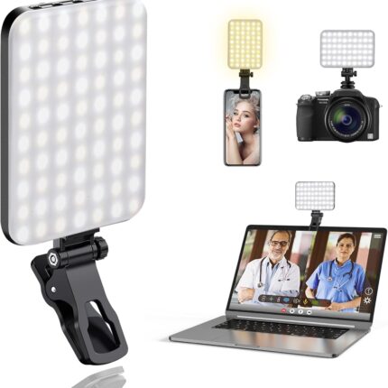 ALTSON 60 LED Portable Selfie Light Video Conference Lighting with Clip & Camera Tripod Adapter Rechargeable 2200mAh CRI 97+, 3 Light Modes for Phone iPhone Webcam Laptop Photo Makeup