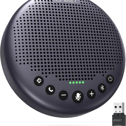 EMEET Conference Speaker and Microphone w/8 Mics, 360° Voice Pickup, Noise Reduction, Bluetooth/USB/Dongle Speakerphone for 10 People w/Daisy Chain for 18, Compatible w/Leading Platforms, 2025 Version