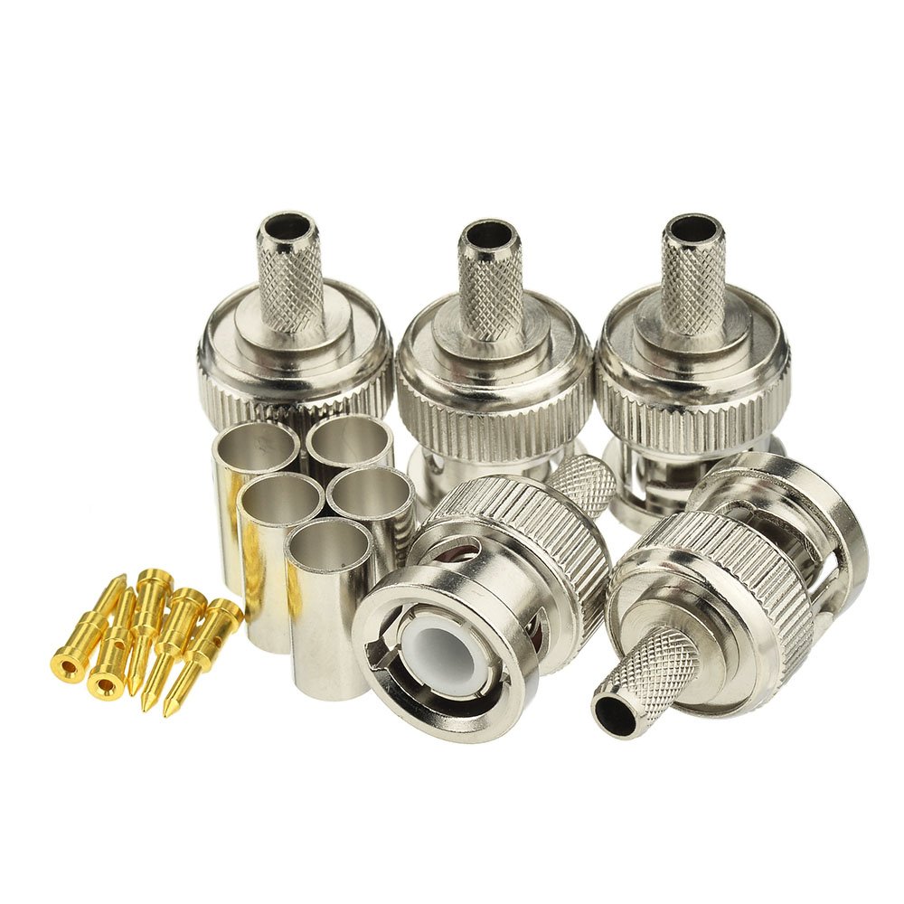 Eightwood 10pcs 50 Ohm BNC Crimp Male Connector for RG58 RG142 LMR195 Cable - Image 3