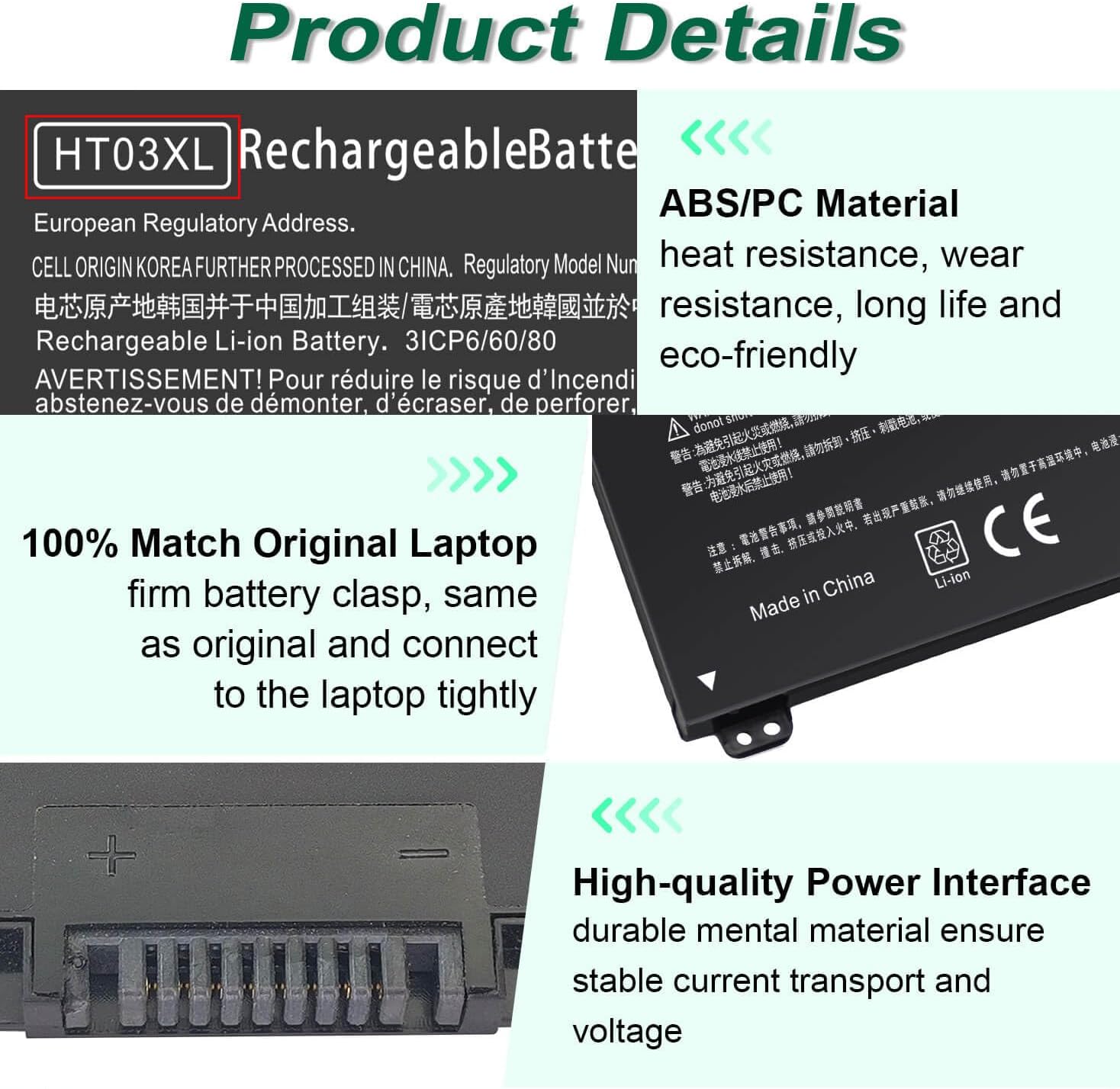 HT03XL L11119-855 Laptop Battery for HP Pavilion 14-CE 14-CF 14-DF 15-CS 15-DA 15-DB 15-DW 17-by 17-CA Series 15-CS0053CL 15-DW0033NR 15-DA0014DX L11421-542 L11421-2C2 HSTNN-UB7J HSTNN-DB8R HT03041XL - Image 7