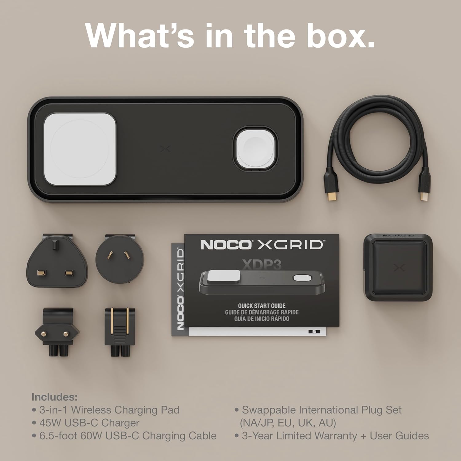 NOCO XGrid XDP3: 3-in-1 Wireless Charging Pad – Charging Station for iPhone, Apple Watch, and AirPods – MagSafe Compatible, Qi2 Certified – Includes 45W USB-C Wall Charger and 6.5-Foot USB-C Cable - Image 7