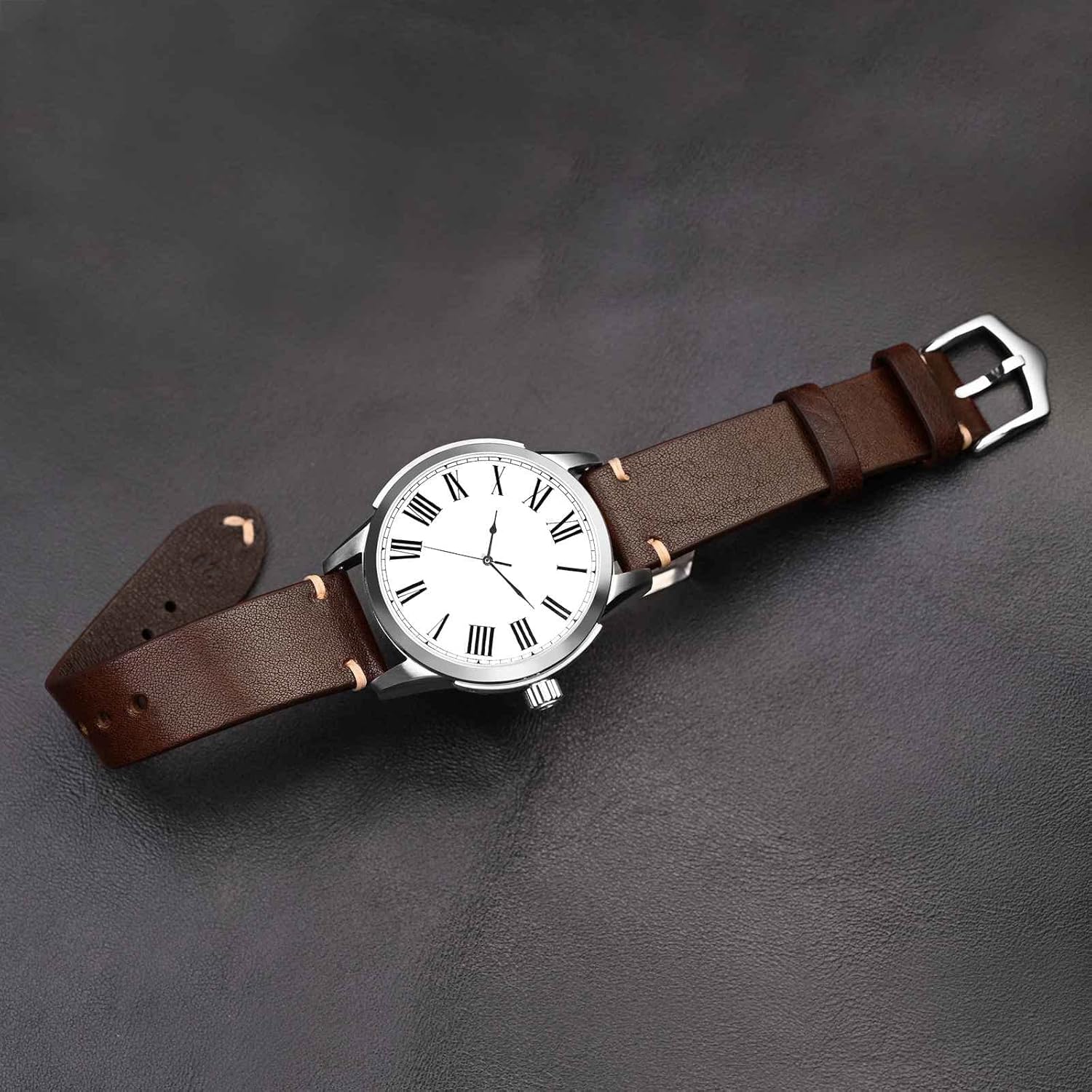 BISONSTRAP Men's Watch Bands, Hand-Stitched Leather Watch Straps, Quick Release, 18mm 19mm 20mm 21mm 22mm - Image 5
