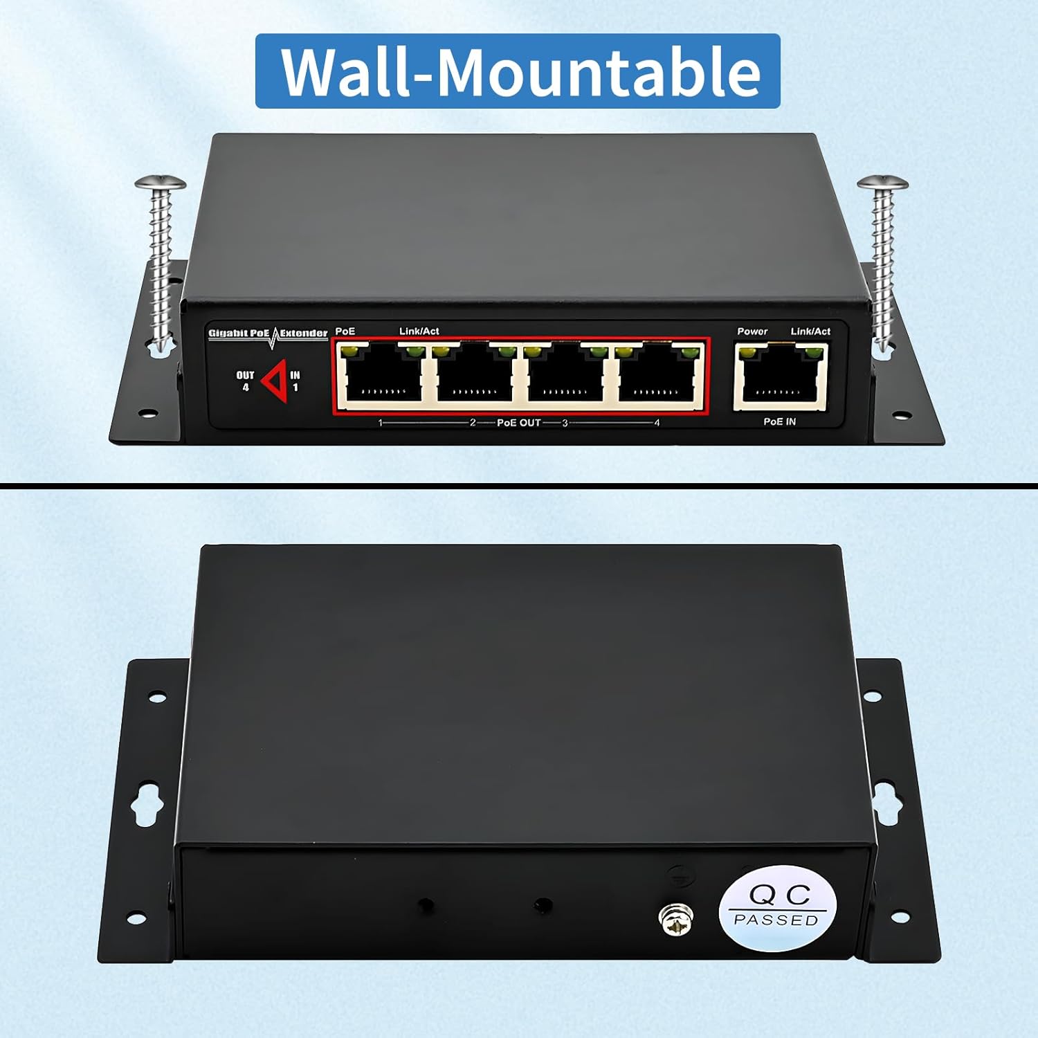 60W 4-Port Gigabit PoE Switch/Extender PoE Splitter Repeater, 10/100/1000Mbps, Supports IEEE 802.3af/at for Ethernet Extension, 6KV Lightning Protection, by CENTROPOWER - Image 6