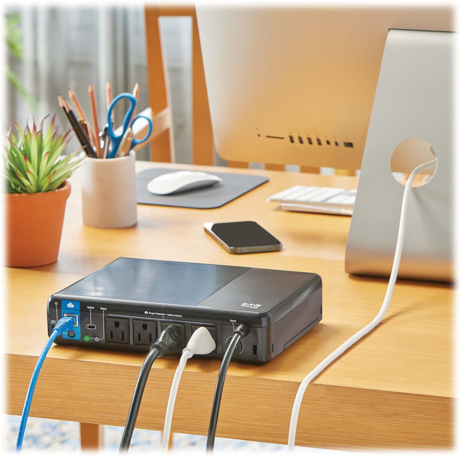 Tripp Lite Cloud-Connected 600VA UPS Battery Backup and Surge Protector, Remote Management & Monitoring, 300W, 4 Outlets, Computer UPS, Wall Mount Option, 5ft Cord, 3-Year Warranty (BC600RNC) - Image 2