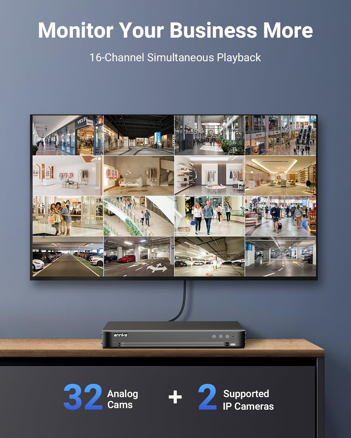 ANNKE 32 Channel H.265+ Security AI 3K Lite DVR Recorder with 4TB Hard Drive, 5-in-1 5MP Surveillance CCTV 32CH Hybrid DVR with Human/Vehicle for Home/Business Security Camera System, P2P Technology - Image 3