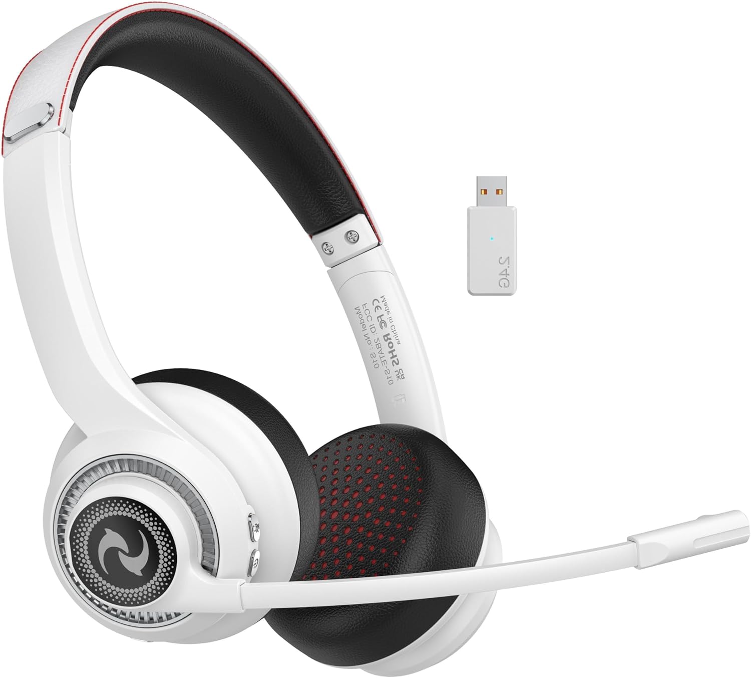 Wireless Headsets with Microphone, Wireless Headset for Cell Phones Laptop Computer, Ultra Lightweight& 50+ Playtime, On Ear Bluetooth Headphone Fit for PC/Call Center/Computer/Laptop/Teams-White