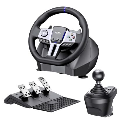 PXN PC Steering Wheel, V9 GEN2 Universal Usb Car Sim 270/900 Degree Race Steering Wheel with 3-Pedals and Shifter Bundle for PC, Xbox One, Xbox Series X/S, PS4, PS3