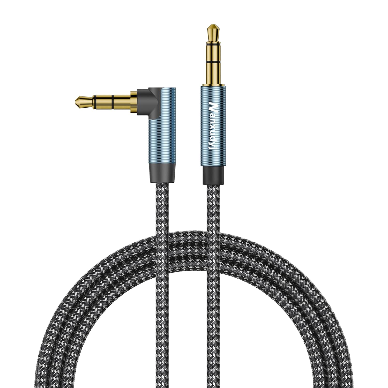 AUX Cord 6ft,3.5mm Stereo Audio Cable 90 Degree Nylon Braided 3.5mm Male to Male Stereo Aux Cables Right Angle TRS Cable Portable Compatible for Headphone, car,Tablets, Speakers - Image 9
