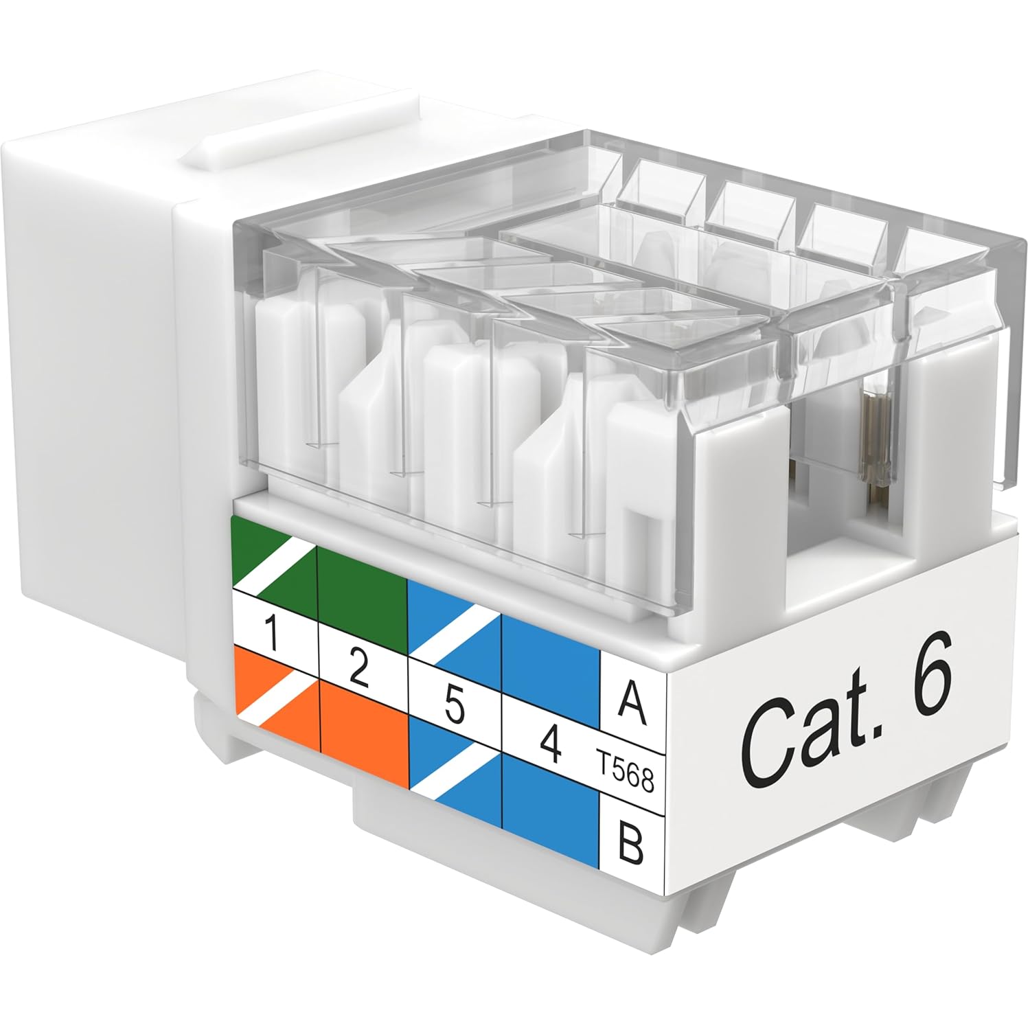 SATMAXIMUM 10 Pack Cat6 Keystone Ethernet Wall Jacks RJ45 Punch Down Slim Profile UTP White, 45 Degree for Patch Panel & Wall Plate, Supports Up to 10Gbps - Image 7