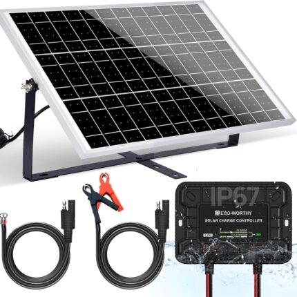 ECO-WORTHY 25W 12V Solar Battery Charger Trickle Maintainer, 25W Waterproof Solar Panel Kit + Adjustable Mount Bracket + Upgrade Controller,for 12V Batteries Cars RV Boat Motorcycle Marine