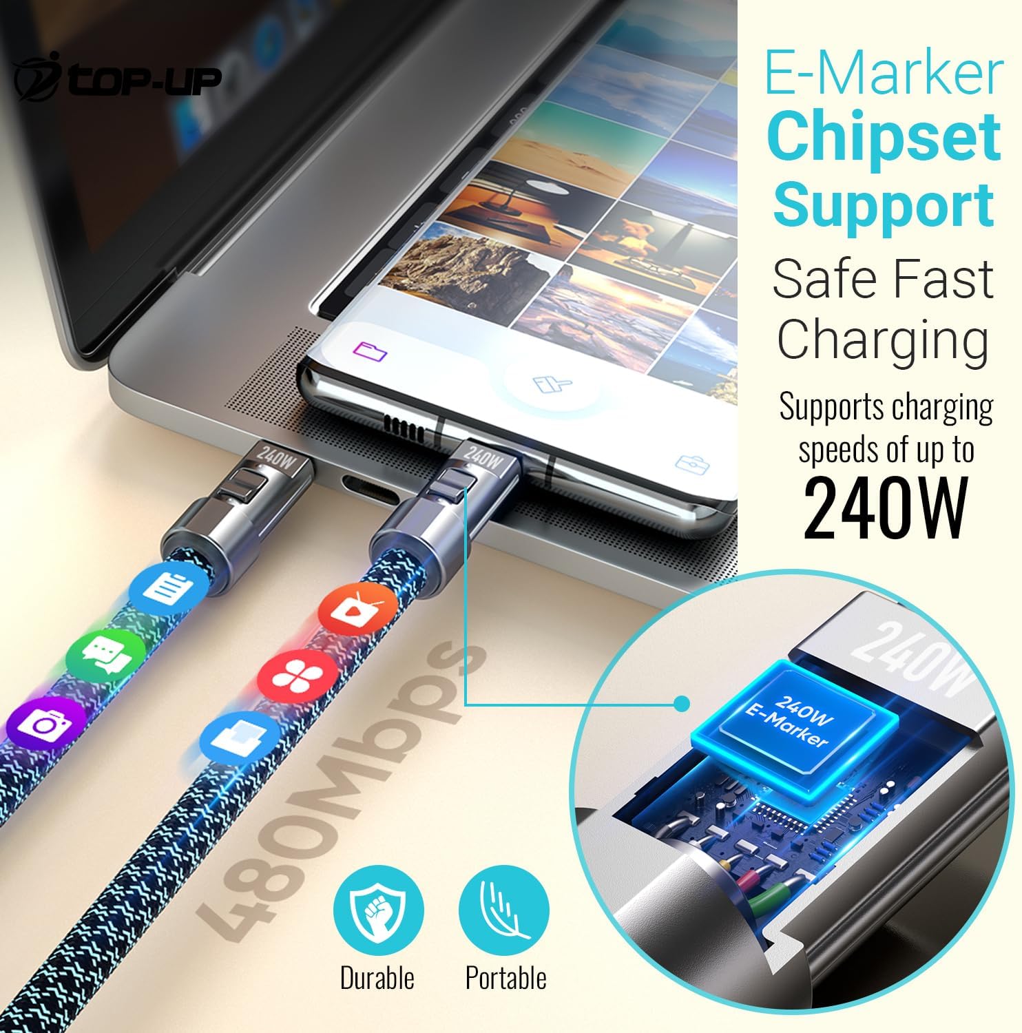 TOP-UP Lanyard – Cell Phone Strap with 240W USB C Charging & Data Cable – Durable Travel Essentials for iPhone 17/16/15 - Image 8