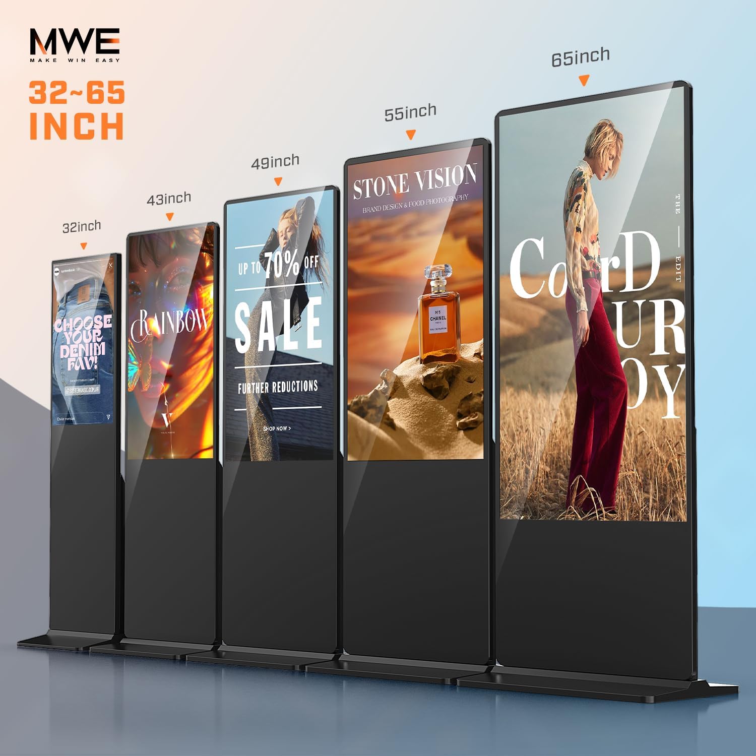 MWE 43 Inch Indoor Digital Signage Touchscreen Kiosk Floor Standing Advertising Display LCD Totem Interactive Display Poster Android System with Auto Media Player - Image 7