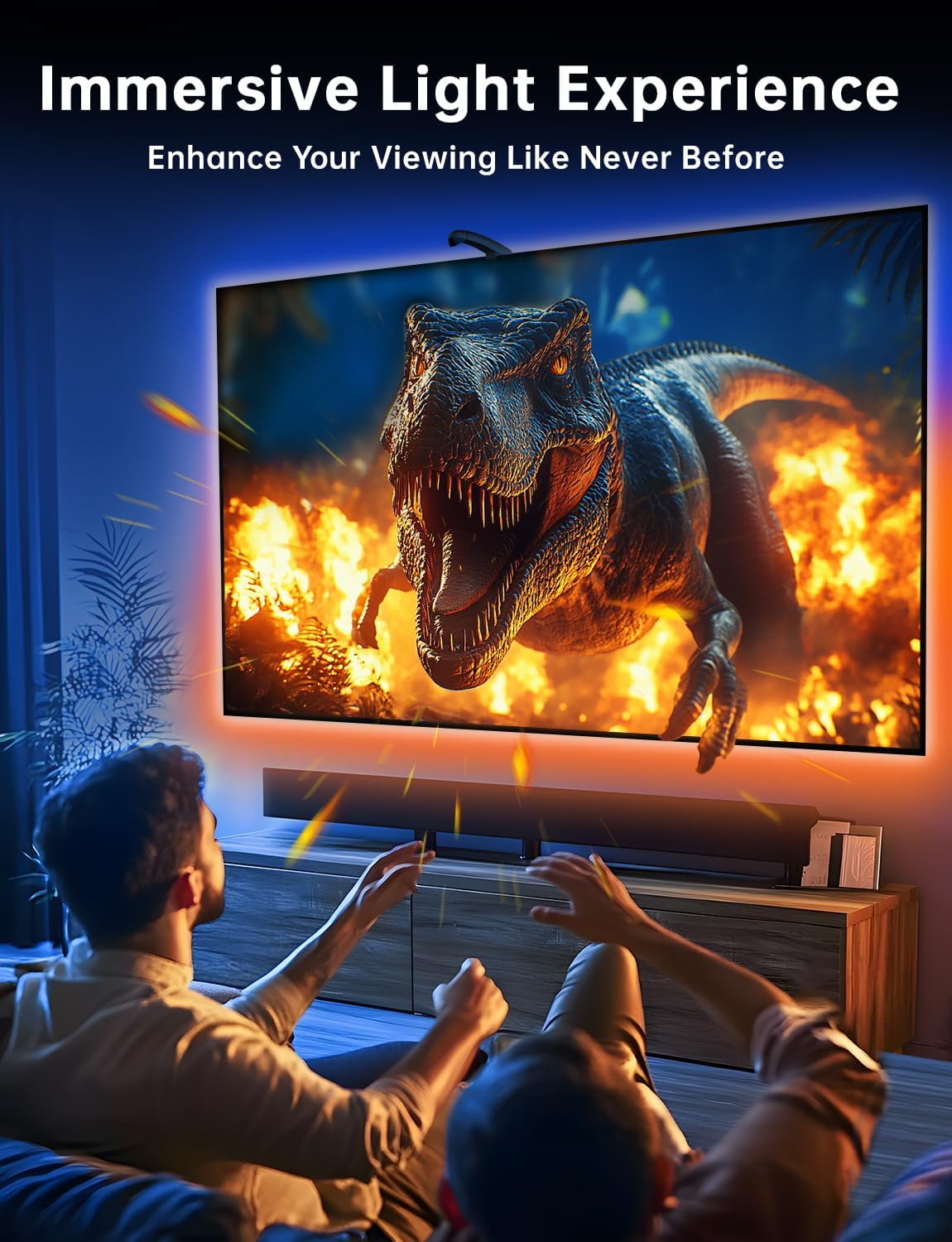 FFJ TV LED Backlight with Sensor, 14.7ft Cuttable RGB Lights That Change with TV for 55-65 Inch Screen and PC Monitor, Smart App Control, Game & Music Sync Color Changing Light - Image 4