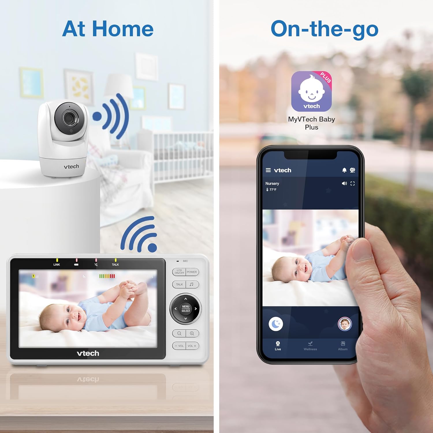 VTech VM901 Smart WiFi Baby Monitor with 1080p FHD Camera and 5" HD IPS Display, Free App, Remote Pan Tilt Zoom, Night Vision, Motion Detection Alerts - Image 4