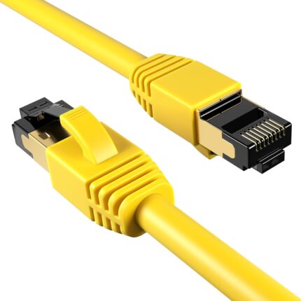 Cables Direct Online Cat8 Yellow 7FT SFTP Ethernet Patch Cable 40Gbps 2000Mhz Connection 26AWG Shielded Copper RJ45 Backwards Compatible with Cat5, for Cat6, Cat7 for Modems, Routers, Networks