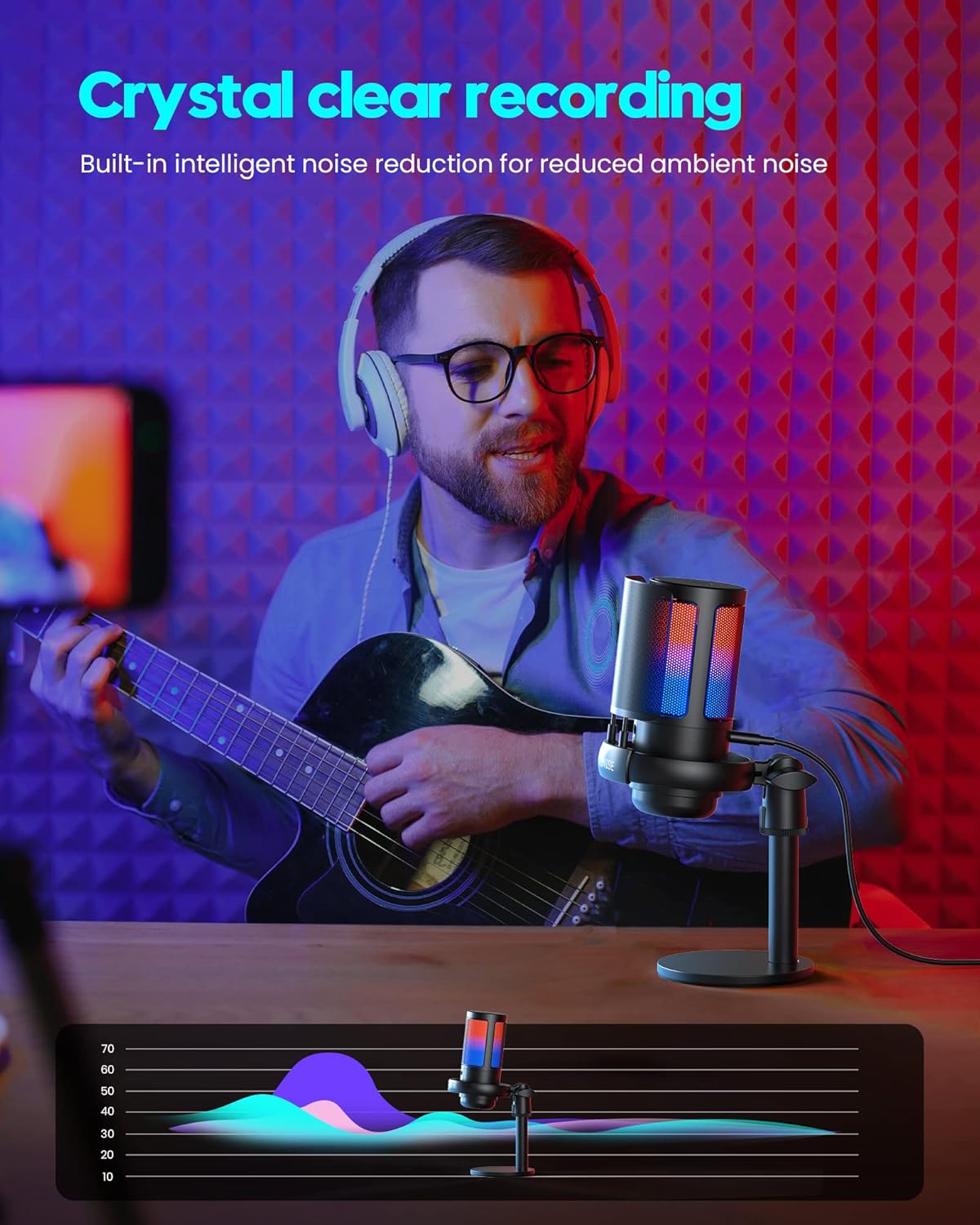 Gaming Microphone for PC: USB Mic for Podcasts Videos & Streaming - Condenser Mic with Quick Mute & Pop Filter - RGB Microphone Gift for Gamer boys - Compatible with PS4/5 & Computer & Laptop - Image 7