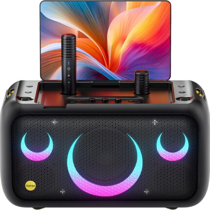 Ikarao Karaoke Machine for Adults with Lyrics Display, Built-in 13.3" Screen, Truly All in One Karaoke Machine with 2 Wireless Microphone (Hidden & Self Charging), 460W Bluetooth Speaker for Party, TV