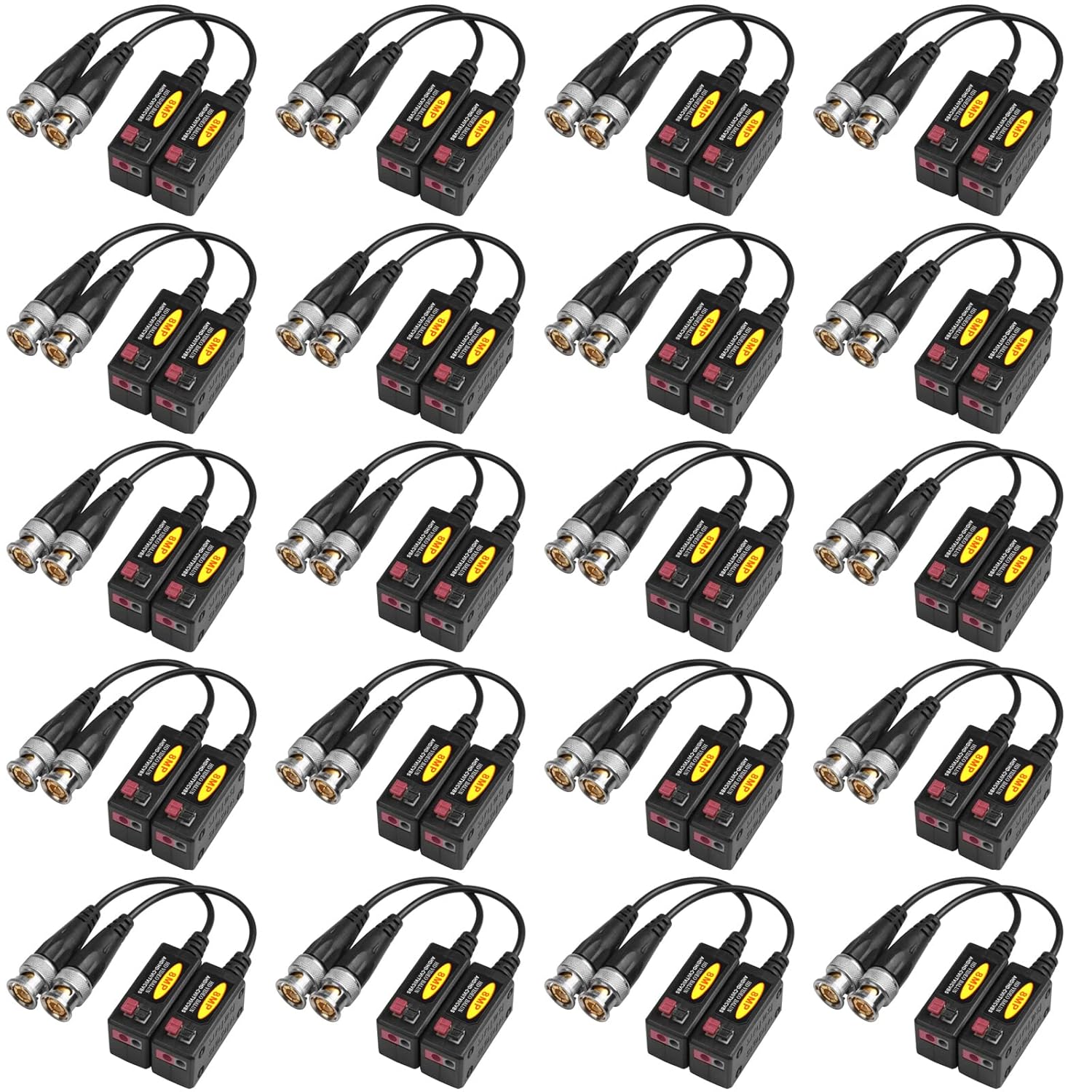 20 Pairs Passive HD BNC Video Balun Transceiver Transmitter AHD/TVI/CVI/CVBS Cable Connectors for 720P/960P/1080P/3MP/5MP/8MP CCTV Security Cameras