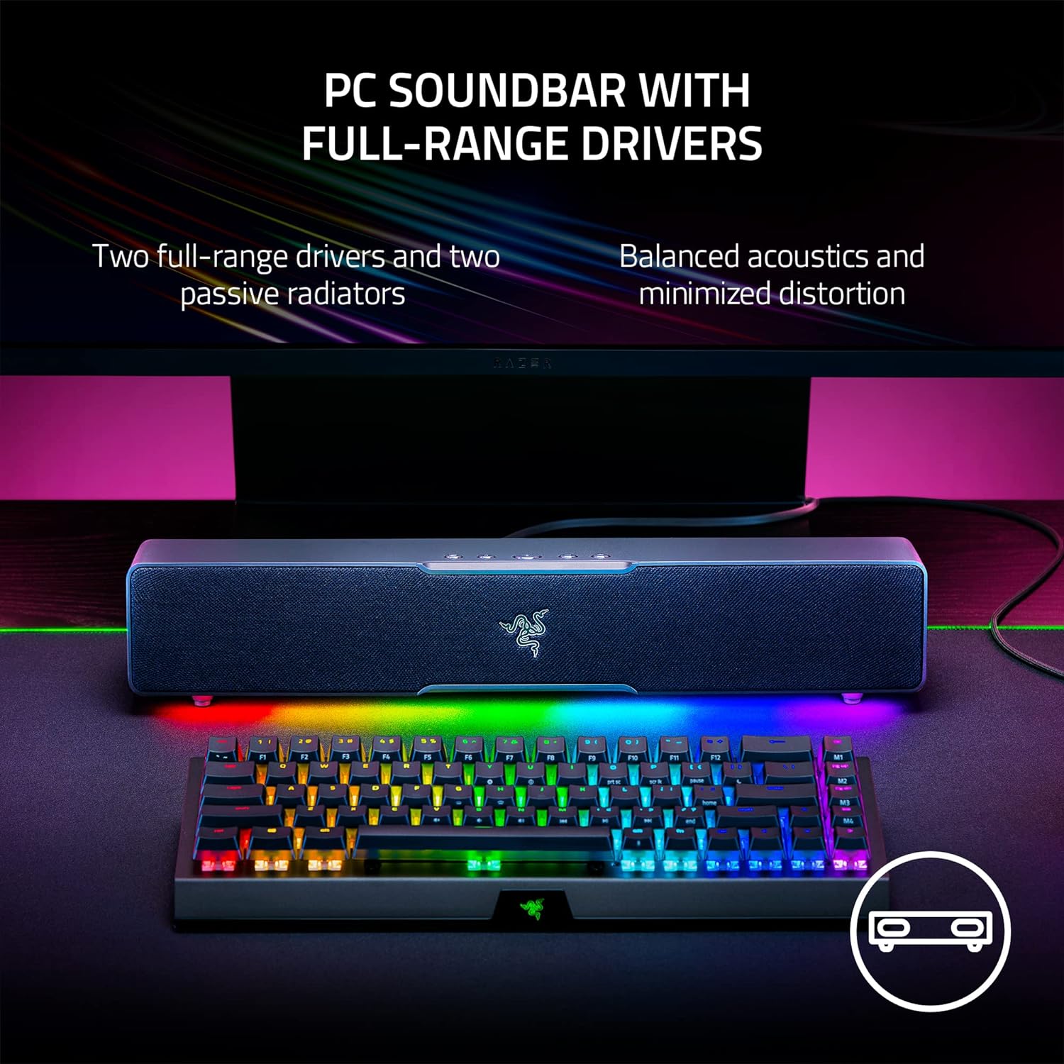 Razer Leviathan V2 X PC Soundbar with Full-Range Drivers - Compact Design - Chroma RGB - USB Type C Power and Audio Delivery - Bluetooth 5.0 - for PC, Laptop, Smartphones, Tablets & Nintendo Switch - Image 2