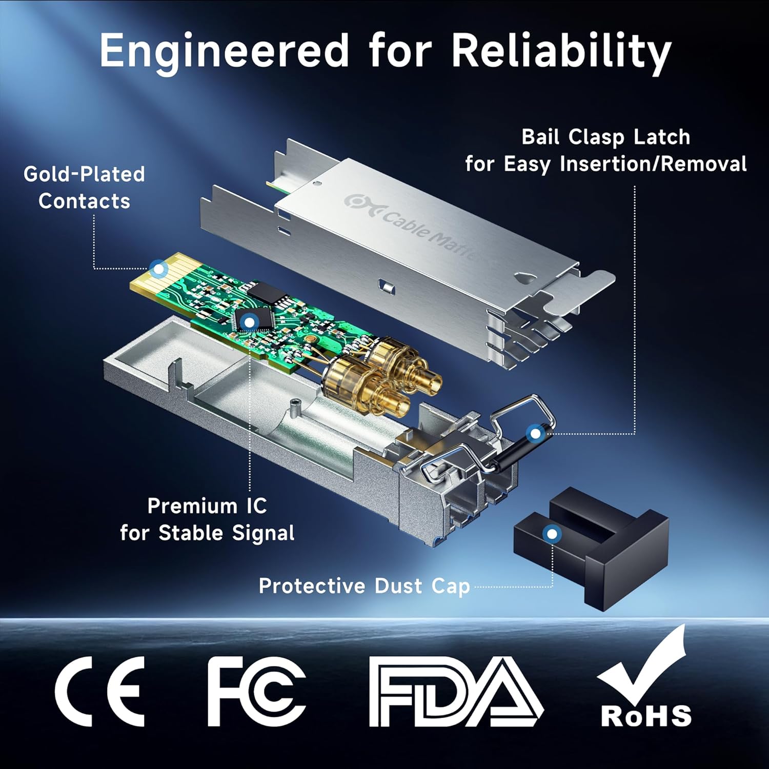Cable Matters 2-Pack 1000BASE-SX SFP to LC Multimode 1G Fiber Transceiver Module, 1.25G, 800nm, MMP Fiber Up to 500m for Cisco, Ubiquiti, TP-Link, Huawei, MikroTik, Netgear, Supermicro, and More - Image 6