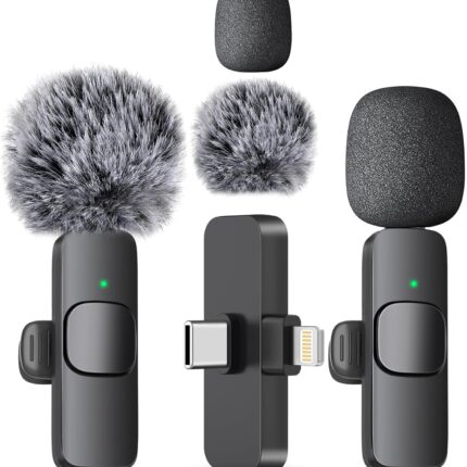 MAYBESTA Wireless Mini Microphone for iPhone, Android Phone - Lavalier Lapel Mic for Audio Video Recording - Clip on Content Creator Microphones for YouTube Tiktok Podcast Vlogging